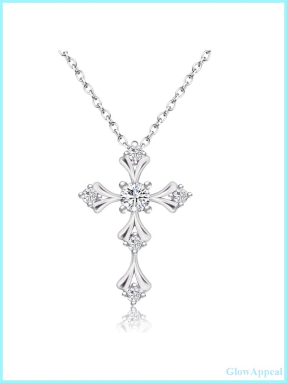 URTHEONE Moissanite Cross Necklace 925 Sterling Silver 18K White Gold Plated